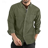 cheap Men&#039;s Jackets &amp; Coats-Men&#039;s Shirt Jacket Corduroy Jacket Casual Jacket Shacket Vacation Daily Breathable Pocket Spring Fall Plain Fashion Classic Lapel Regular Black Navy Blue Brown Army Green Dark Gray Jacket
