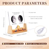 economico Luci decorative-1 luce notturna in acrilico personalizzata che può essere personalizzata in base a una data specifica per mostrare la fase lunare con opzioni per personalizzare testo e data. Questo la rende un regalo