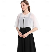 cheap Cape-Shawl and Wraps for Evening Dress Chiffon Shawls Wedding Shrug Guest Bridesmaid Cape Scarves for Womens