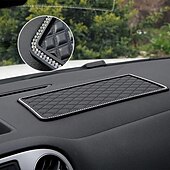 お買い得  車両サービス-車用ラインストーン滑り止めマット、キラキラ光る羽根模様のダッシュボード電話パッド、携帯電話や小物用の滑り止め車内装飾マット