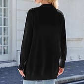 abordables Cardigans et vêtements d&#039;extérieur-Femmes Pull Cardigan Mode Streetwear Quotidien Rayé Côtelé Ouvert devant Tricoté manche longue Hauts Longs Tricoter Fête Sortir Week-end Blanc / Noir Noir Automne Hiver