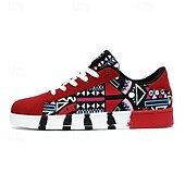 cheap Men&#039;s Sneakers-Men&#039;s Sneakers Walking Casual PU Leather Canvas Comfortable Slip Resistant Breathable Lace-up Black White Red Summer Spring