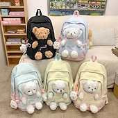 abordables Sacs à dos pour Enfants et Adolescents-Sac à dos d&#039;école jaune et rose pour filles avec motif ours en peluche, joli sac léger pour les élèves de maternelle et du primaire