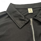tanie Wakacje-Męskie Koszulka polo z suwakiem 1/4 Koszula golfowa Codzienny Święto Wieczorne Krótki rękaw Moda Podstawowy Równina Wiosna i lato Regularny Jasnoniebieski Czarny Biały Rumiany róż Wino Granatowy