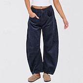 economico gamba larga e vita alta-Per donna Gamba larga Pantaloni Eleganti Streetwear Casual Lunghezza intera Naturale Semplice Tasca Elastico in vita Confortevole Streetwear Ferie Weekend Grigio scuro Nero Rosa Verde scuro Autunno