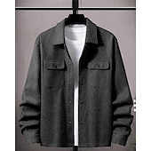 abordables Manteaux &amp; vestes-Homme Veste Légère Chemise Veste Veste Décontractée Chemise Vacances Quotidien Respirant Avec Poches Printemps Automne Uni Mode Classique Revers Régulier Noir bleu marine Kaki Gris Claire Vert