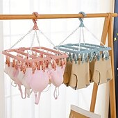 economico Organizzazione spazi-Appendiabiti girevole in plastica con 32 clip, stendibiancheria pieghevole salvaspazio per calzini e biancheria intima. &amp;piccoli oggetti, accessori per lavanderia per camera da letto, bagno, armadio