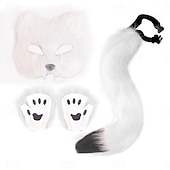 halpa Hiusten muotoilutarvikkeet-Realistinen ketunaamio, hanskat ja karvainen häntäsetti – halloween cosplay -asusteet, kettueläinasu juhliin, roolileikkeihin ja lavaesiintymisiin