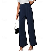 economico gamba larga e vita alta-Per donna Gamba larga Pantaloni Eleganti Streetwear Casual Lunghezza intera Naturale Semplice Elastico in vita Confortevole All&#039;aperto Vacanza Ferie Marrone rossastro Rosso violaceo Cenere Grigio