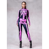 olcso Páros és csoportos jelmezek-koponya csontváz test halloween csoportos páros jelmezek teljes testes macskaruha ijesztő jelmez férfi női fiú gyermek felnőttek előadás buli klub halloween karnevál halottak napja könnyű