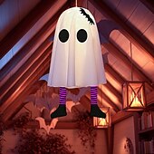 お買い得  ハロウィン室内-ハロウィンゴースト吊り下げゴースト屋内および屋外ポーチツリー中庭ガーデンテラス装飾ライト3照明モード風景ライト1個