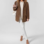 abordables Manteaux d&#039;Hiver-Femmes Manteau Blazer Chaud Confortable Avec Poches Boutons Mode Moderne Uni Travail Quotidien Régulier Col Rabattu Coupe régulière manche longue Vêtements d&#039;extérieur Noir Marron Kaki Automne Hiver