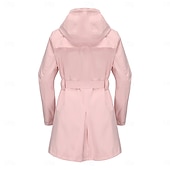 cheap Active Jacket-Women&#039;s Coat Waterproof Comfortable Pocket Buttons Fashion Street Style Plain Outdoor Casual Daily Long Hooded Regular Fit Long Sleeve Outerwear Black White Pink Spring Fall