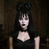 Недорогие Парики для киноперсонажей-Парик для косплея Beetlejuice Lydia – парик с раздельными волосами, микрокудри, идеально подходит для Хэллоуина, косплея и тематических вечеринок