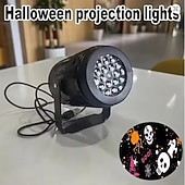 ieftine Aparate de uz casnic-Proiector de Halloween, lumină de noapte, dovleac, liliac, fantomă, modele dinamice, lampă de zână cu alimentare USB, pentru dormitor, cameră, petrecere, decor interior
