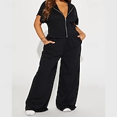 abordables pierna ancha y cintura alta-Mujer Perneras anchas Chinos Casual Medio corto Cintura Media Plano Perneras anchas Cintura elástica Confortable Transpirabilidad Deporte Casual Diario Negro Amarillo Rosa Vino Primavera Otoño Holgado