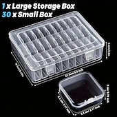 billige Lagring og oppbevaring-30 stk. klare oppbevaringsbokser av plast, slitesterke organiseringsbeholdere for perler, smykker og håndverk, perfekt gave- og smykkeskrin