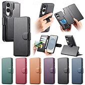 olcso Samsung-tokok-telefon Ügy Kompatibilitás Samsung Galaxy S25 S25 Plus S25 Ultra S24 Ultra S24 Plus S24 Mágneses adszorpciós tok Pénztárca kártya tok Felhajtható fedél Állvánnyal Leválasztható Vezeték nélküli töltés