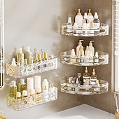 お買い得  収納＆整理-壁掛け式バスルーム収納ラック、ドリル不要、壁掛け式トイレ収納オーガナイザー、トイレタリーや日用品用の透明コスメティックオーガナイザー