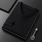 preiswerte Herrenpullover-Herren Weihnachtspullover Pullover Strickpullover Gerippt Stricken Normale Oberteile Gestrickt Einfach V Ausschnitt Mode Basic Urlaub Alltagskleidung Bekleidung Herbst Winter Kamel Wein S M L