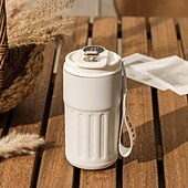 お買い得  キッチン用品＆小物-温度表示付きコーヒー魔法瓶、ステンレススチール製断熱トラベルマグ、女性用ポータブルウォーターボトル、漏れ防止保温保冷カップ