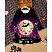 levne Dívčí halloweenské kostýmy-předvečer Všech svatých Girls &#039; 3D Zvíře Dýně Šaty Dlouhý rukáv Léto Jaro Dovolená Denní Princeznovské Krásná Sladký Děti 4-12 let Volnočasové šaty Áčkové šaty Délka ke kolenům Běžný
