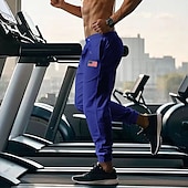 billiga Joggingbyxor-Herr Atletiska byxor Joggingbyxor Joggare Långbyxor Ficka Elastisk midja Snörning Amerikanska flaggan Komfort Utomhussport Dagligen Mode Ledigt Svart Gul Microelastisk