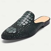 cheap Premium Leather Loafers-Men&#039;s Blue Crocodile Pattern Leather Mule Shoes – Slip-On Luxury Loafers for Stylish Men at Summer Parties and Resort Events