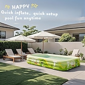 cheap Pools, Hot Tubs &amp; Supplies-1pc Large Ocean Themed Inflatable Swimming Pool with Marine Life Design (Turtles, Clownfish, Seahorses) - No Electricity Needed, Easy Setup &amp; Portable PVC Pool for Beach, Parties, Weddings, Music Fest