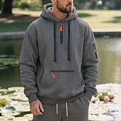 abordables sudaderas basicas hombre-Hombre Sudadera Sudadera con capucha y cremallera de un cuarto Sudadera con capucha de lana Negro Blanco Azul Marino Caqui Gris Claro Con Capucha Plano Bolsillo Cremallera de un cuarto Deporte Diario