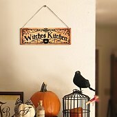 お買い得  ハロウィンの吊るし飾りとテーブルトップ装飾-ハロウィーンの木製吊り下げ看板、屋内と屋外のハロウィーンパーティーの装飾のための不気味な雰囲気の壁とドアの装飾