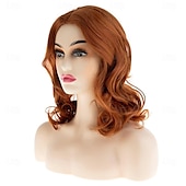 economico Parrucche trendy sintetiche-Parrucca arancione lunga e ondulata per donna, parrucca sintetica naturale resistente al calore per feste e cosplay