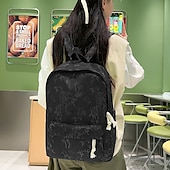preiswerte College-Rucksäcke-Ästhetischer Canvas-Rucksack für Damen mit Bambus-Print – leichte Schultasche für Teenager und Studentinnen