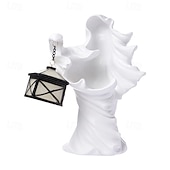cheap Halloween Hanging &amp; Tabletop Decorations-Halloween Ghost Ornament LED Lighted Resin Hellkeeper Black and White Ghost Lantern Decoration for Halloween Party Outdoor Garden Yard Sculpture Spooky Festival Decor