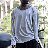 abordables t-shirts de base-Homme T-shirt Chemise à Manches Longues manche longue Col ras du cou Printemps Automne Uni Mode Designer Basique Classique Vacances Rue Sortir Noir Blanche Bleu T-shirt haut de gamme pour homme
