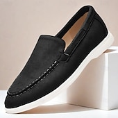 abordables Chaussures sans lacets &amp; mocassins-mocassins pour hommes en daim bleu clair avec semelle blanche confortable - parfaits pour une tenue décontractée et estivale