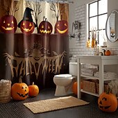 abordables Bain d&#039;Halloween-Rideau de douche d&#039;Halloween avec crochets en polyester lavable et imperméable, décoration de salle de bain et baignoire