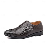 economico Formale-scarpe da uomo con triplo cinturino in similpelle intrecciata e testurizzata – design con fibbia unica per uomini alla moda, banchetti e ricevimenti serali