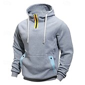 preiswerte Basic-Hoodies für Herren-Herren Kapuzensweatshirt Viertelreißverschluss Kapuzensweatshirt Schwarz Marineblau Khaki Hellgrau Dunkelgray Mit Kapuze Farbblock Patchwork Tasche Sport &amp; Outdoor Täglich Ferien Polyester Streetwear
