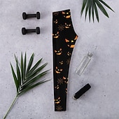 cheap Graphic Leggings-Women's Pants Trousers Leggings Cozy Leggings Streetwear Casual Full Length High WaistPantsHalloween Bat Elastic Waist Print Breathability Comfortable Stretchy Vacation Street Daily Wear Black Spring