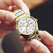 Недорогие Кварцевые часы-1 оригинальные мужские часы в деловом стиле со стальным браслетом, водонепроницаемостью IPX7, светящимся календарем и указателем дня недели, многофункциональные модные и трендовые кварцевые часы,