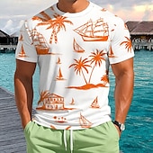 preiswerte Camisetas tropicales de vacaciones-Herren Tropisch T Shirt Kurzarm T-Shirt 3D-Druck Rundhalsausschnitt Hemd Urlaub Tropisch Mode Straße Lässig Täglich Gelb Blau Grün Sommer Frühling Bekleidung S M L XL XXL XXXL