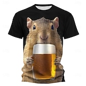 billiga 3D T-shirts-Herr Djur 3D T-shirt Kortärmad T-shirt 3D-tryck Rund hals Skjorta Mode drivna Dagligen Fest Gata Ledigt Svart 1 Svart Sommar Vår Kläder S M L XL XXL XXXL