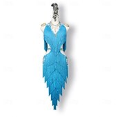 abordables Tenues de danse latine-Robe de danse latine glamour à franges pour femme – Costume à franges scintillantes, idéal pour le cha-cha et la rumba &amp;spectacle de salle de bal
