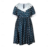 levne Šaty-Retro 50. léta Rockabilly Polední A-Line šaty Flare šaty Větší velikosti Puntíky A-Linie Dámské Dovolená Párty a večer Retro tematická párty Dospělí Šaty Jaro léto
