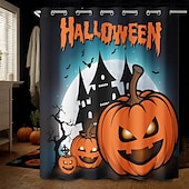 levne Halloween koupel-Halloweenský sprchový závěs s háčky, polyesterový, pratelný, voděodolný, vzorovaný, koupelnová vana, dekorace