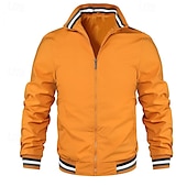 cheap Casual Jackets-Men&#039;s Lightweight Jacket Casual Jacket Vacation Daily Pocket Spring Fall Color Block Fashion Classic Stand Collar Regular Black White Navy Blue Orange Army Green Jacket