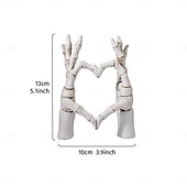 cheap Halloween Hanging &amp; Tabletop Decorations-Halloween Resin Skeleton Heart Hands Decor, Skull Head with Skeleton Hands Forming Heart Shape, Spooky Tabletop Decoration for Halloween Party and Home Holiday Display