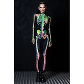 olcso Páros és csoportos jelmezek-koponya csontváz test halloween csoportos páros jelmezek teljes testes macskaruha ijesztő jelmez férfi női fiú gyermek felnőttek előadás buli klub halloween karnevál halottak napja könnyű