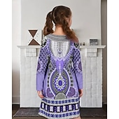 halpa 3D Shining Vision -mekko-Tyttöjen 3D Kuvitettu Mekko Pitkähihainen Kesä Kevät Loma Päivittäin Pyhäpäivä Prinsessa Kaunis Makea Lapset 4-12 vuotta Rento mekko A linjainen mekko Polvipituinen Normaali